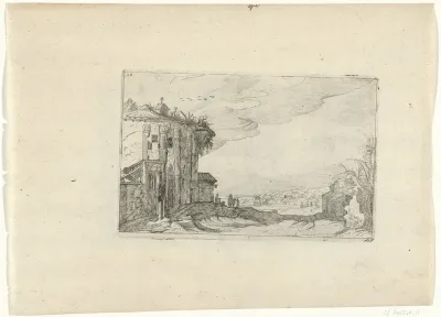 Ruïne met korintische zuilen