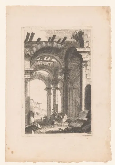 Ruïne met rustende figuren
