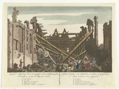 Ruïne van de afgebrande schouwburg aan de Keizersgracht te Amsterdam, 1772