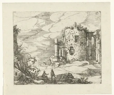 Ruïne van een door zuilen omgeven tempel