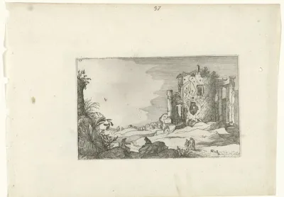 Ruïne van een door zuilen omgeven tempel