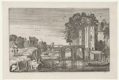 Ruïne van een kasteel met brug