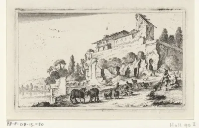 Ruïne van een villa op een heuvel
