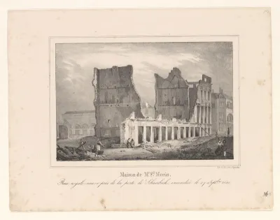 Ruïne van het huis van Ferdinand Meeûs te Brussel, 1830