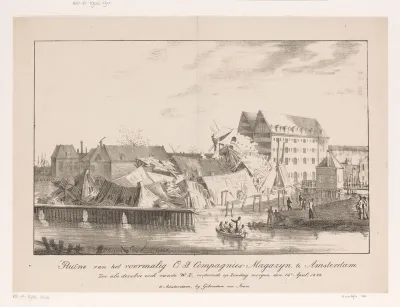 Ruïne van het Oost-Indisch Zeemagazijn te Amsterdam, 1822