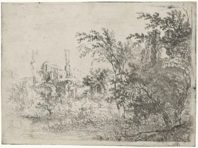 Ruïne van kasteel aan het water