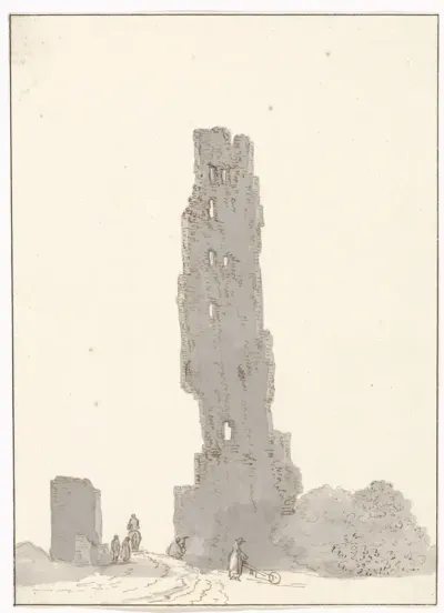 Ruïne van toren langs de grote weg tussen Terracina en Fondi