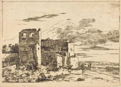 Ruined Buildings near a River Bank