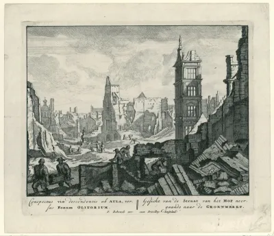 Ruïnes bij de Grasmarkt te Brussel, 1695