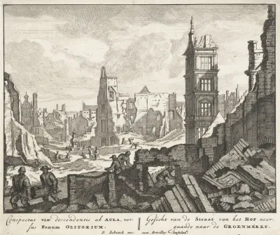 Ruïnes bij de Grasmarkt te Brussel, 1695