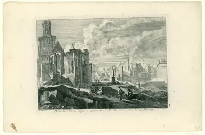 Ruïnes bij de Vismarkt te Brussel, 1695