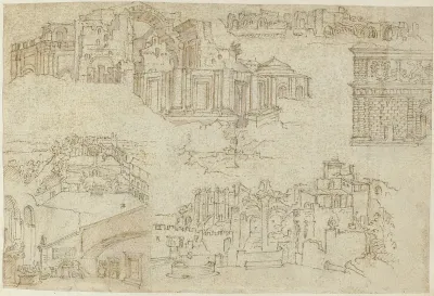 Ruïnes en gebouwen in Rome en Antwerpen