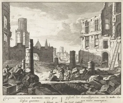 Ruïnes in de Beenhouwersstraat te Brussel, 1695
