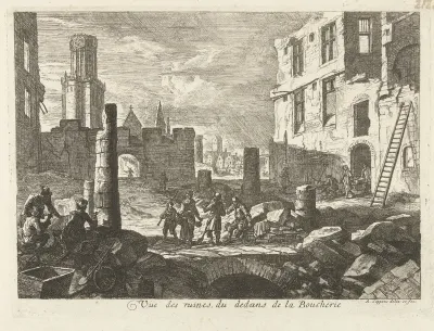 Ruïnes in de Beenhouwersstraat te Brussel, 1695
