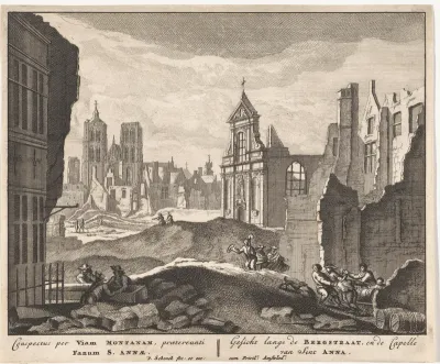 Ruïnes in de Bergstraat te Brussel, 1695