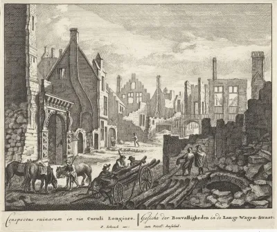 Ruïnes in de Wagenstraat te Brussel, 1695