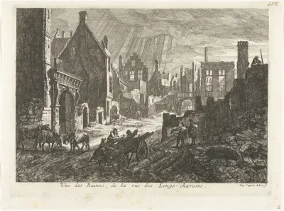 Ruïnes in de Wagenstraat te Brussel, 1695