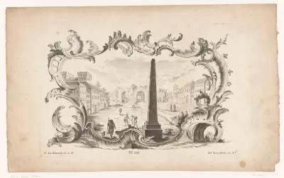 Ruïnes in rocaille cartouche
