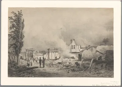 Ruïnes van Bodegraven na de brand van 31 mei 1870