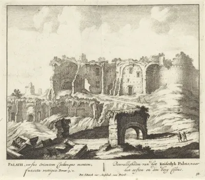 Ruïnes van een paleis op een berg in Rome