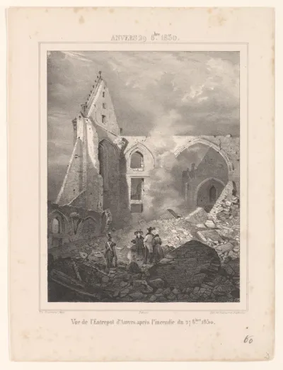 Ruïnes van het entrepot te Antwerpen, 1830