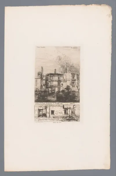 Ruïnes van huizen waaronder het huis van Pierre Bonaparte