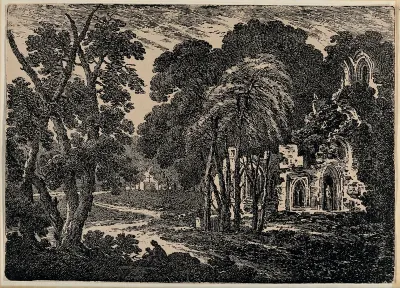 Ruins of a Gothic church in a wood