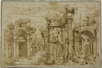 Ruins of Roman Forum, with Figures