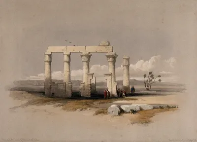 Ruins of the temple of Madînat Habû at Thebes, Egypt