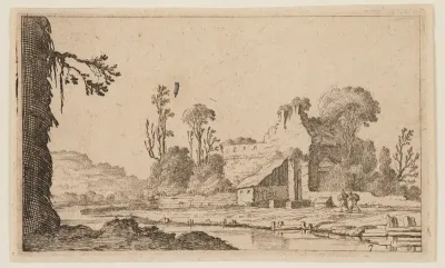 Ruins Transformed into a Farm on a River, from Twelve Landscapes