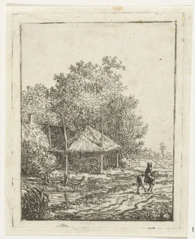 Ruiter bij boerderij