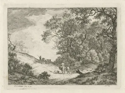 Ruiter en veedrijvers in een landschap