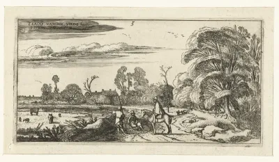 Ruiter en wandelaars op een weg bij Lisse