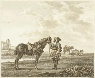 Ruiter in landschap