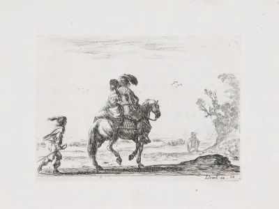 Ruiter met een vrouw achterop