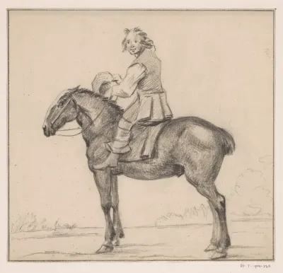 Ruiter op een paard, naar links