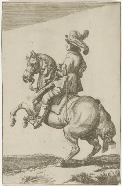 Ruiter op een steigerend paard