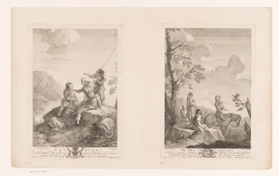 Ruiter rijdt langs drie mannen die hem de weg wijzen