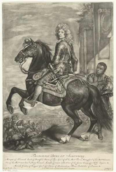 Ruiterportret van Frederick Schomberg in harnas