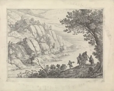 Ruiters en bedelaars in een landschap