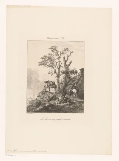 Ruiters en reizigers in een kustlandschap