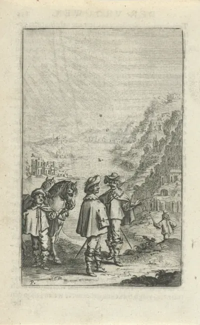 Ruiters in een berglandschap
