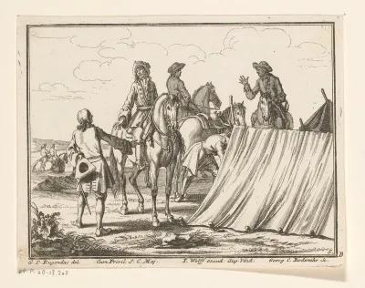 Ruiters in een tentenkamp