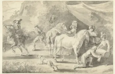 Ruiters in het kamp