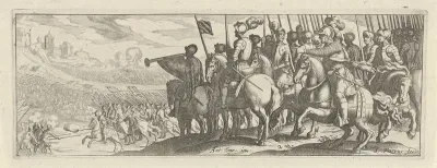 Ruiters met lansen