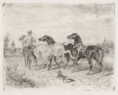 Ruiters met paarden