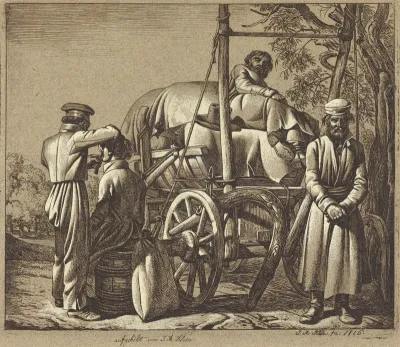 Russian Soldiers with a Barber