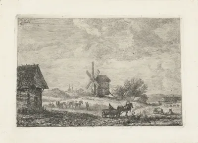 Russisch landschap met molen
