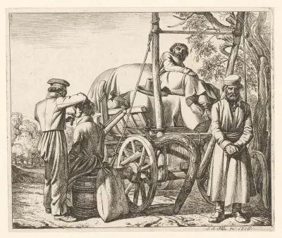 Russische soldaten bij de barbier