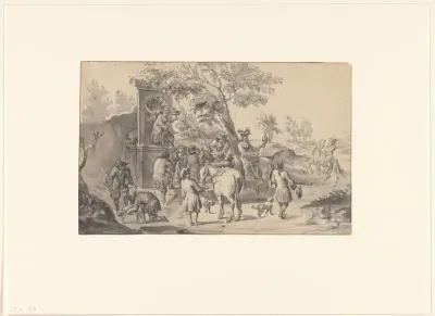 Rust op de valkenjacht, bij een Bacchus-bron